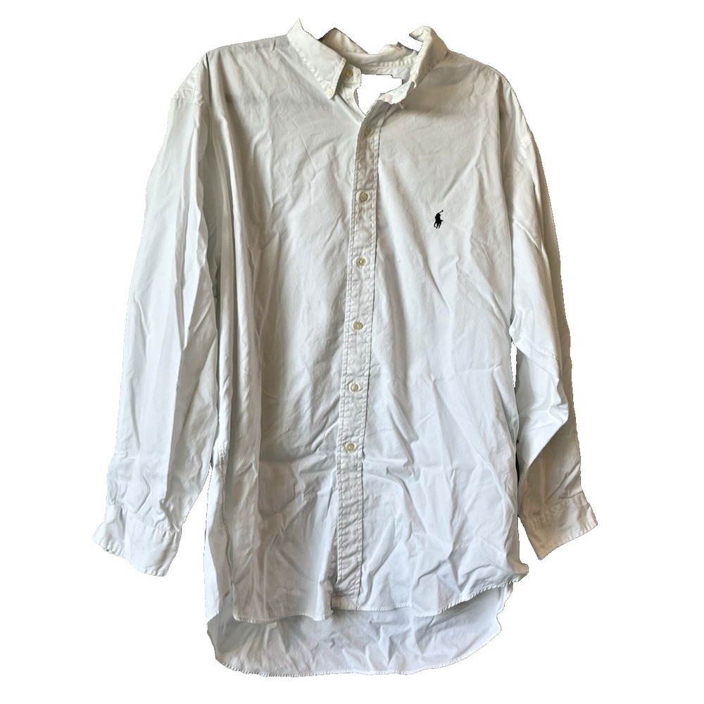 Ralph Lauren Yarmouth Shirt Mens 17.5 34/35 Solid White Button Down H20
